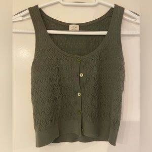 XS Aritzia crop sleeveless cardigan, army green